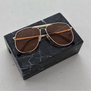 KENZIE OVERSIZED AVIATOR SUNGLASSES IN GOLD & APRICOT